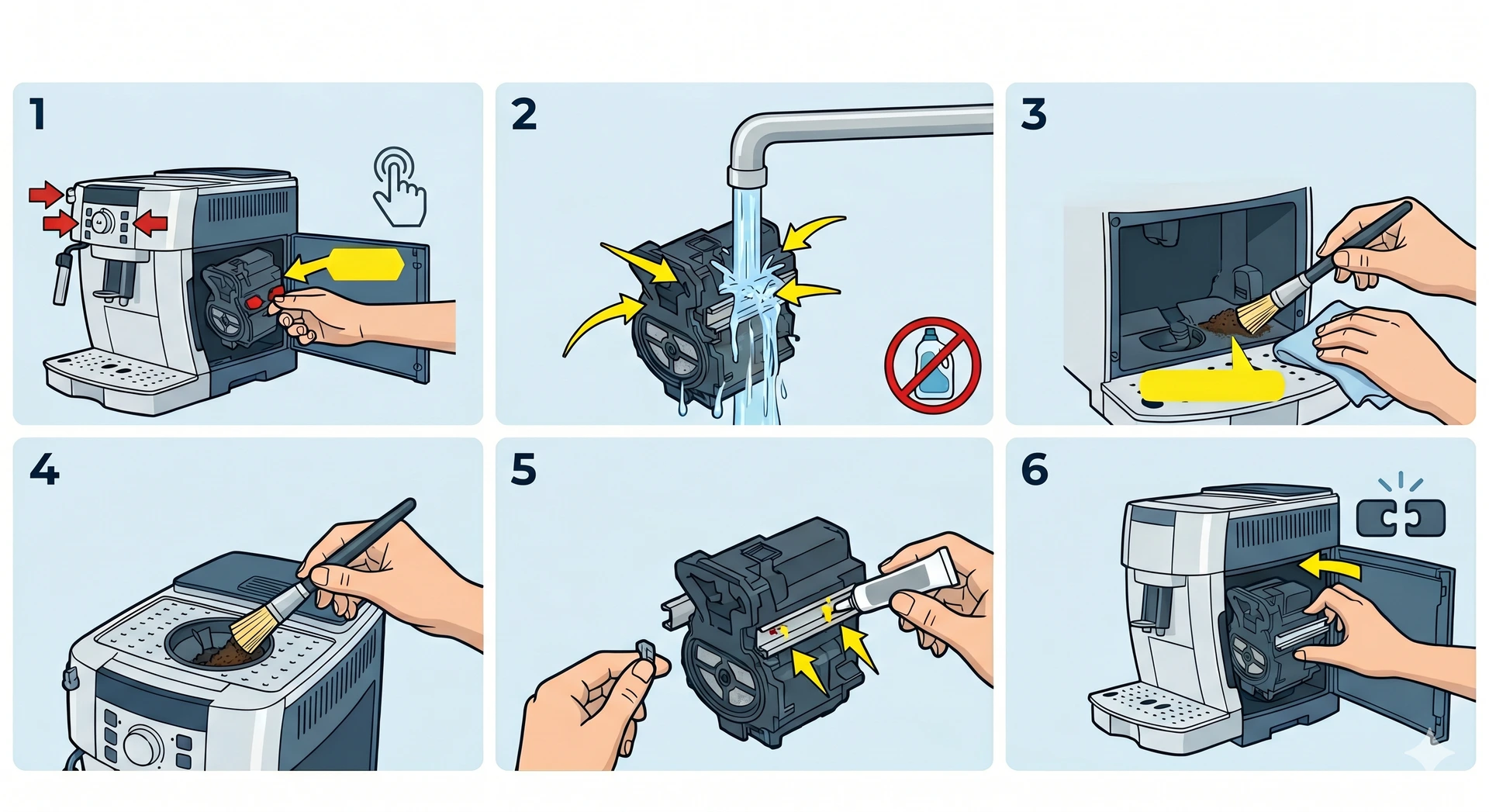 De'Longhi Magnifica Brew Group maintenance